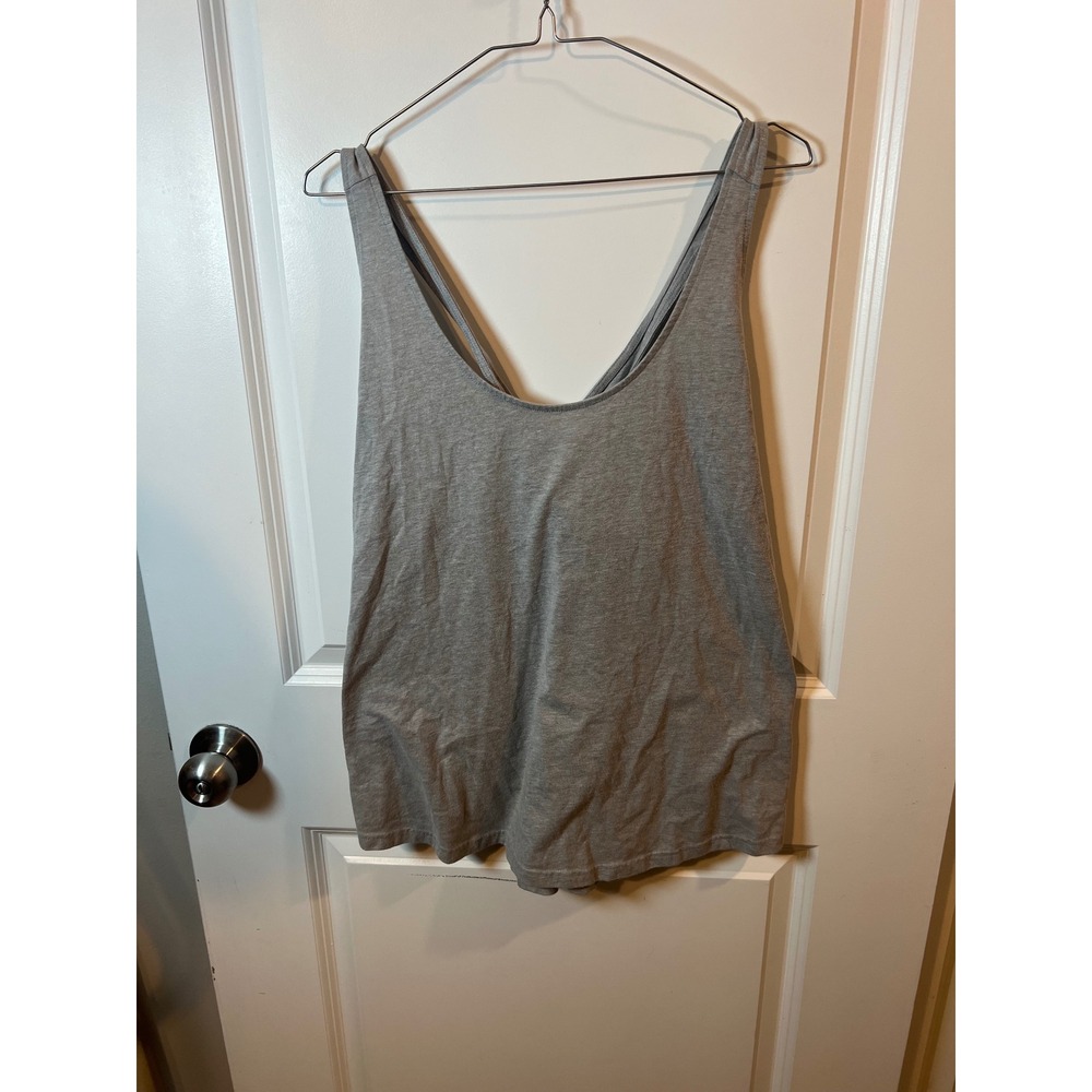 City Streets Womens Tank Top Draped Open Back Heather Gray XXL